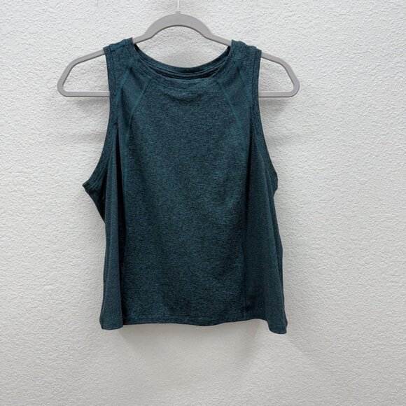 Members Mark Soft Rib Heathered Teal Crop Active Athletic Tank Shirt Women Large - Picture 1 of 5
